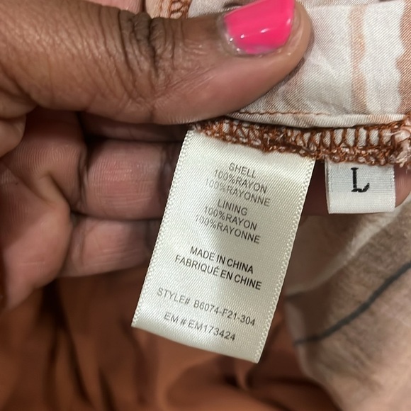 Pleat Front Maxi Dress in Rust Stripes Size Large - Picture 16 of 16